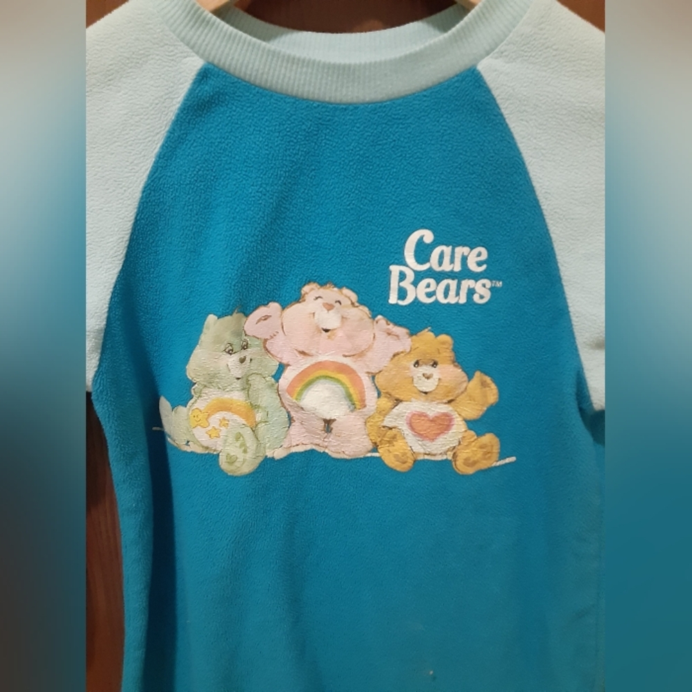 Care Bears Kids Girls Long Sleeve Night Gown - Teal and Light Blue Size S - Picture 2 of 3